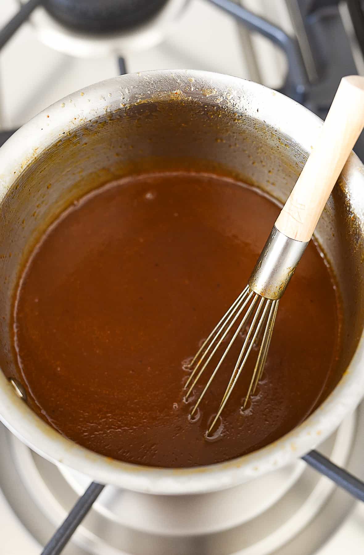 thickened sauce in a pan