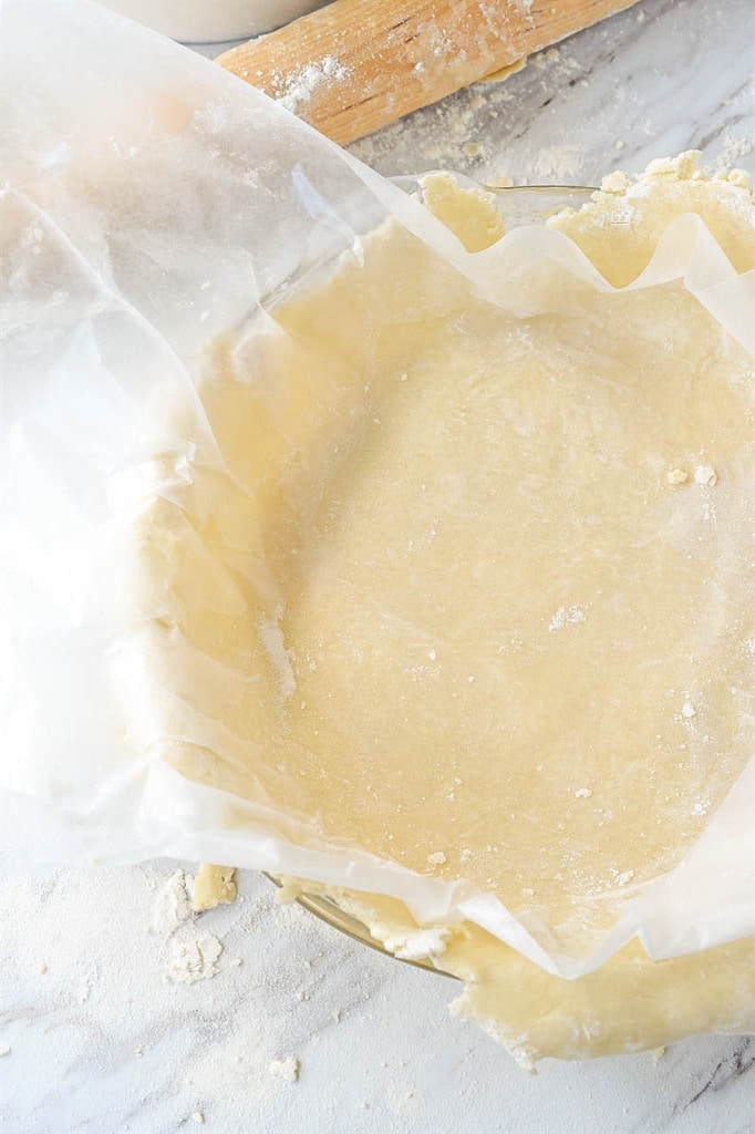 Pie Crust in a dish covered with wax paper