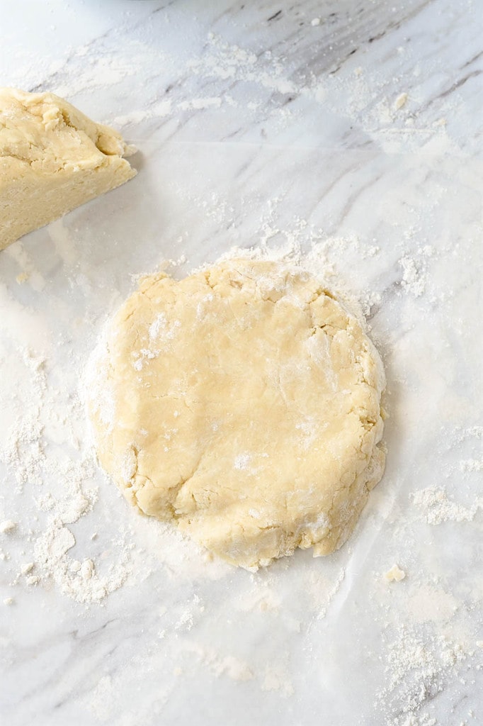 pie crust on a marble slab