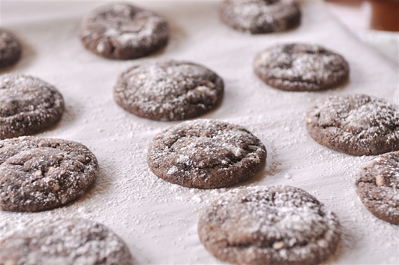 Chocolate Crinkle Cookies with White Chocolate Chips