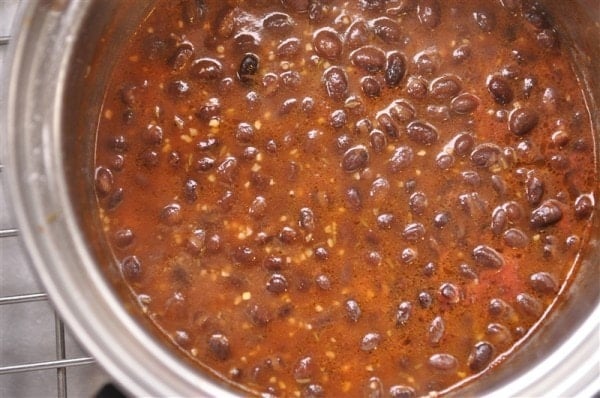 black beans simmering in pot