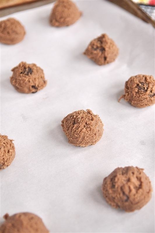 nutella chocolate chips cookies on a sheet