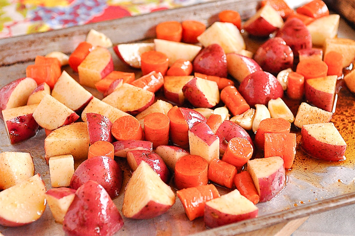 vegetables on a baking shot