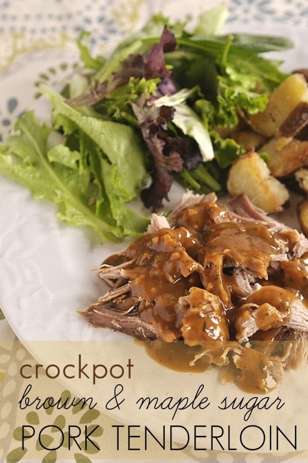 plate of brown sugar pork tenderloin salad and potatoes