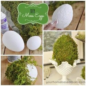 collage of moss covered eggs