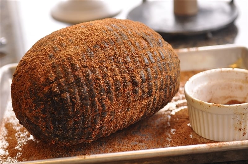 coating a ham for grilling