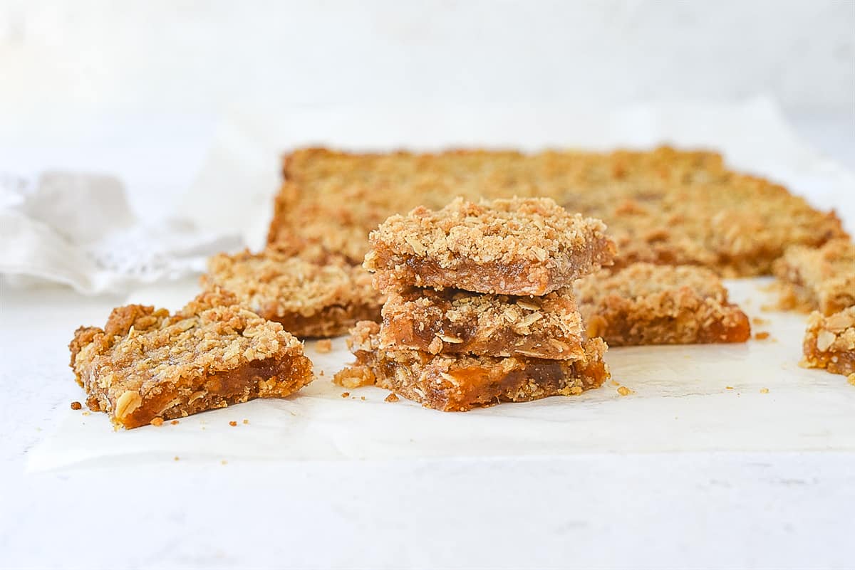 small stack of apricot jam bars