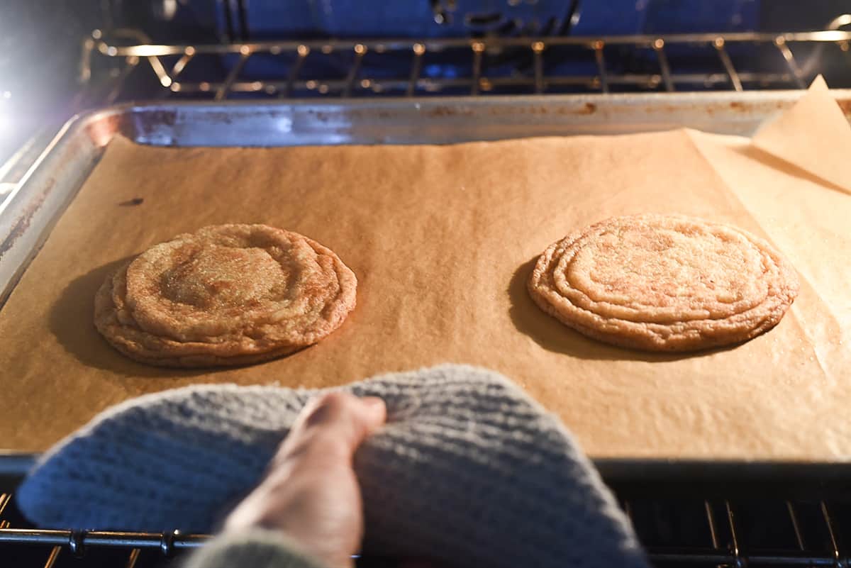 banging cookie pan on oven rack