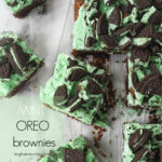 overhead shot of mint oreo brownies