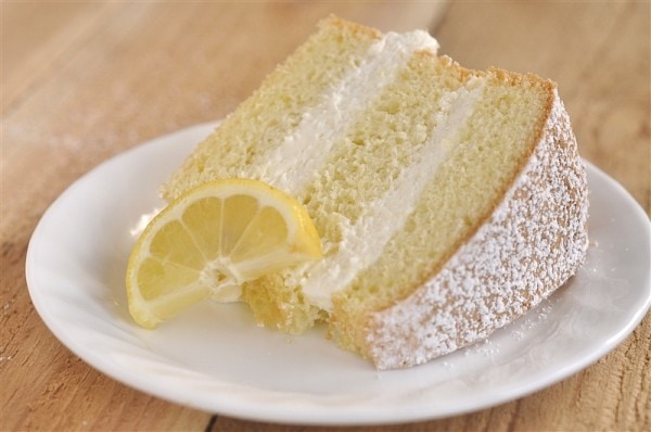 slice of lemon sponge cake