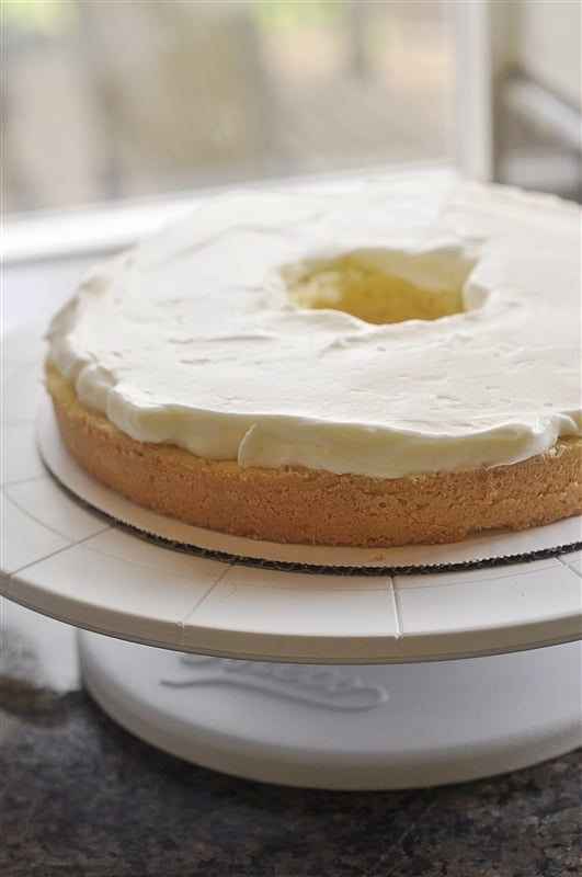 lemon sponge cake layered with cream