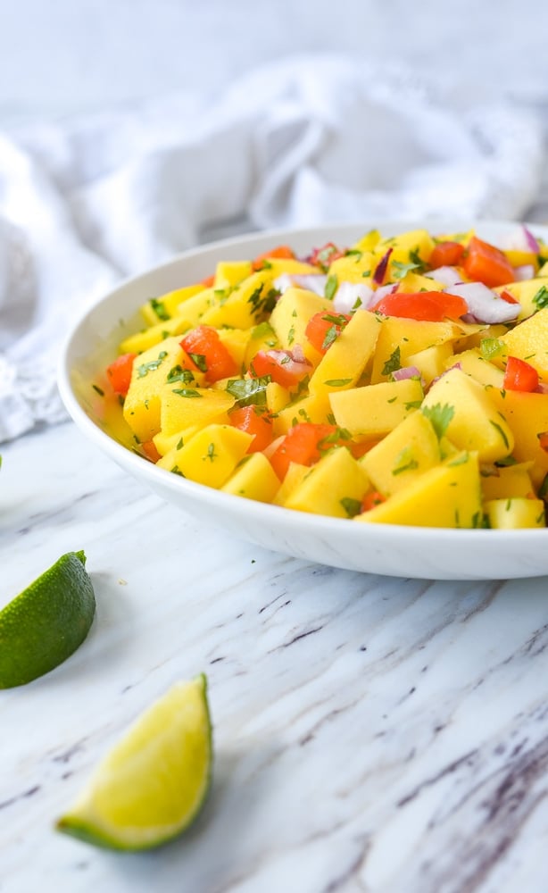 bowl of mango salsa