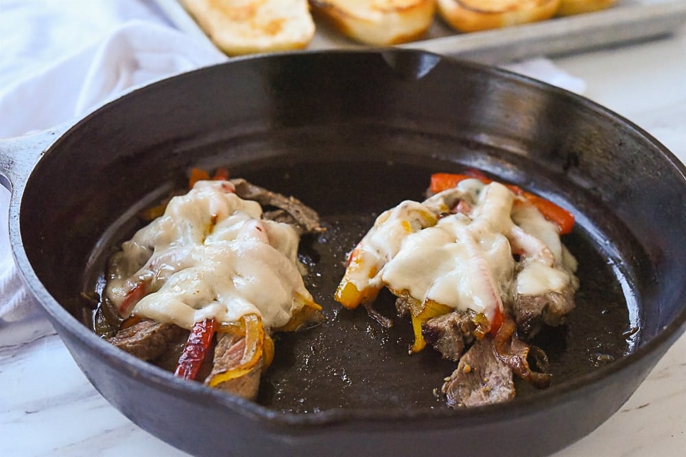 cheese melting on steak