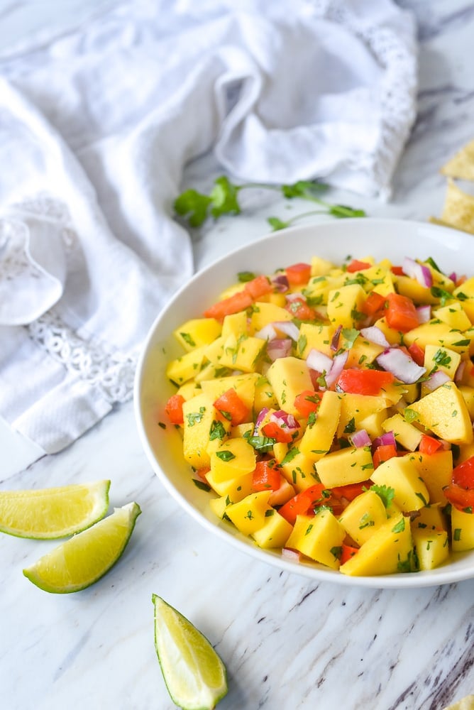 bowl of mango salsa