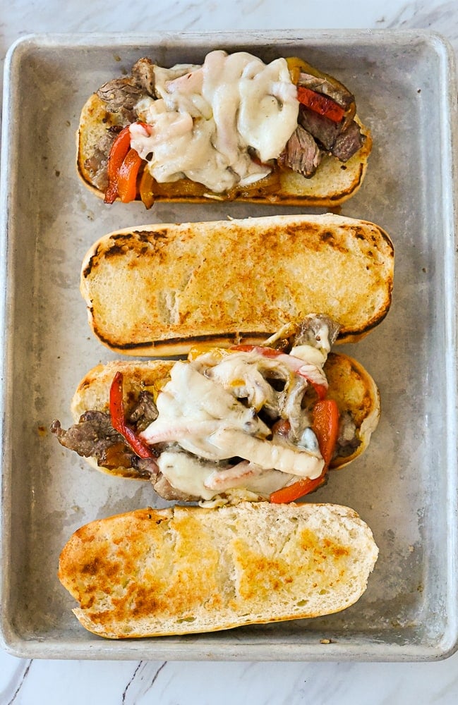 open face cheesesteak sandwich