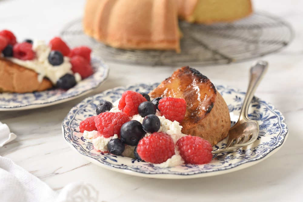 grilled pound cake on a plate