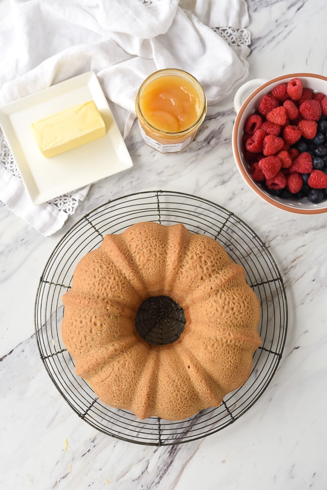 overhead shot of pound cake