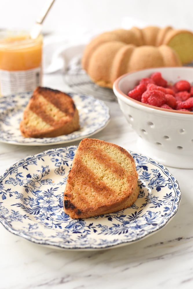 grilled pound cake on a plate