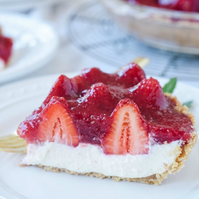 slice of strawberry cream pie