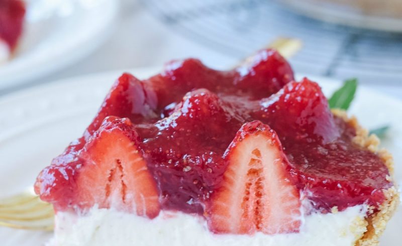 slice of strawberry cream pie