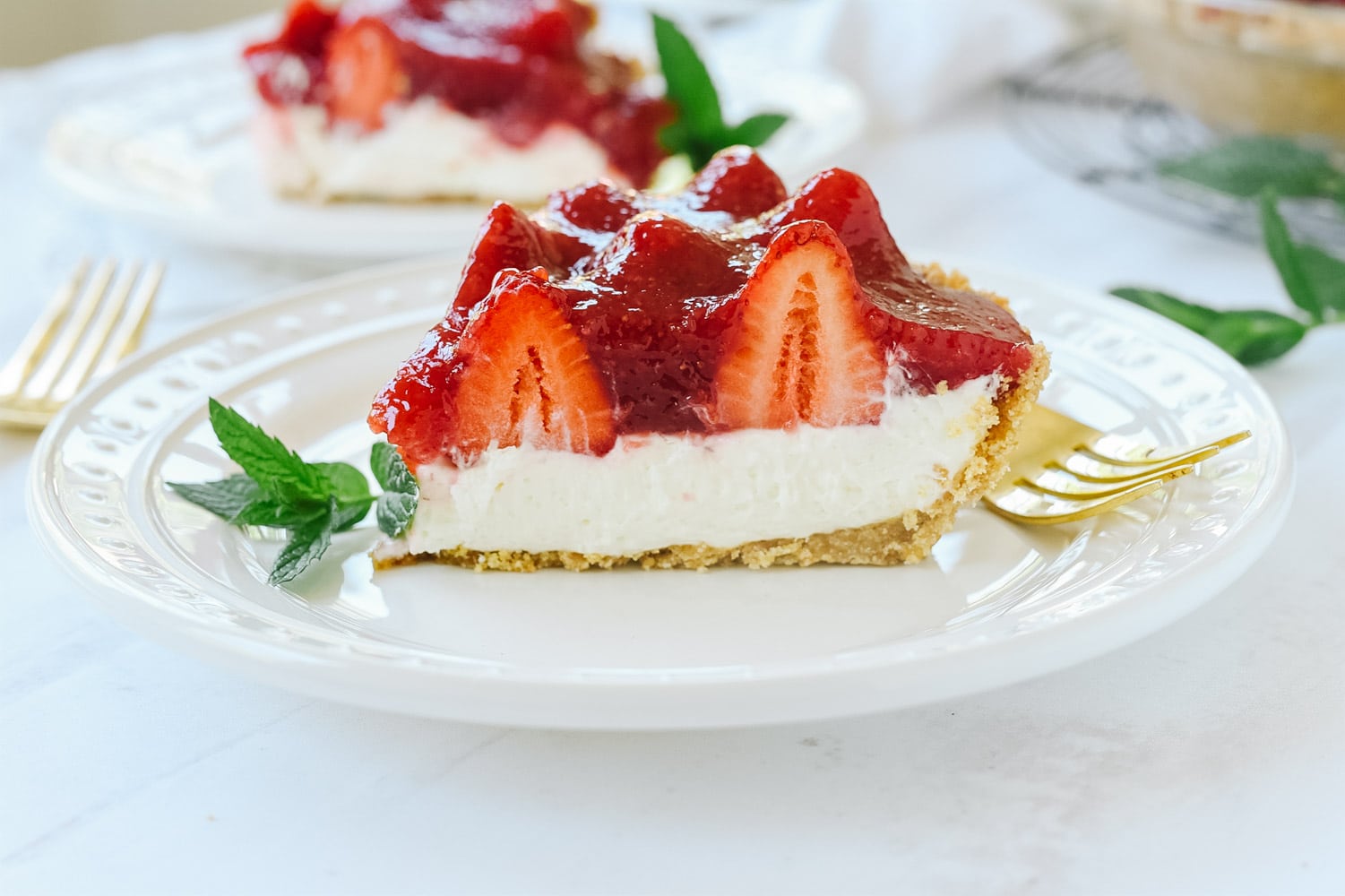 slice of strawberry cream pie