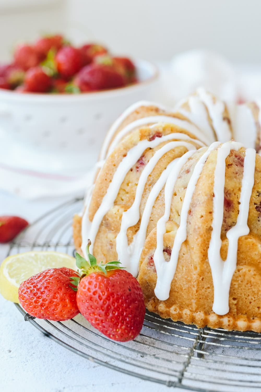 side view of strawberry cake