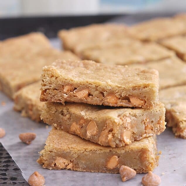 stack of butterscotch blondies