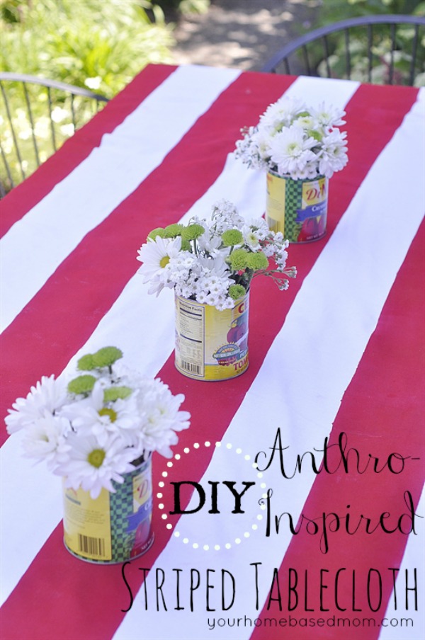 DIY Anthro Inspired Red and White Tablecloth