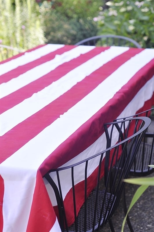DIY Anthro Inspired Red and White Tablecloth