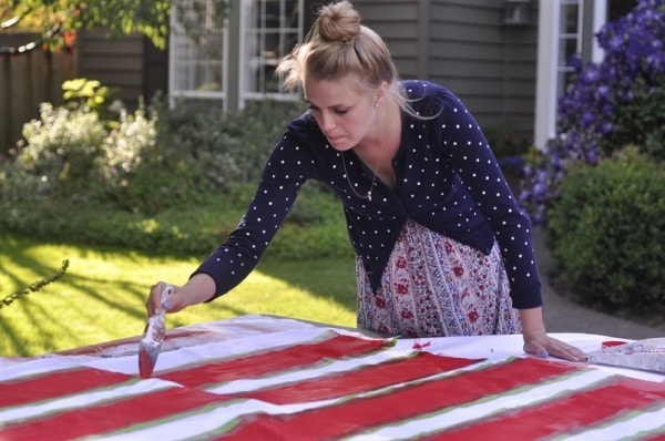 DIY Anthro Inspired Red and White Tablecloth