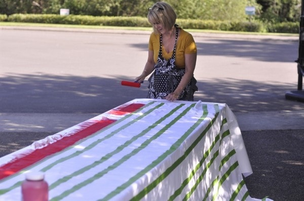 DIY Anthro Inspired Red and White Tablecloth