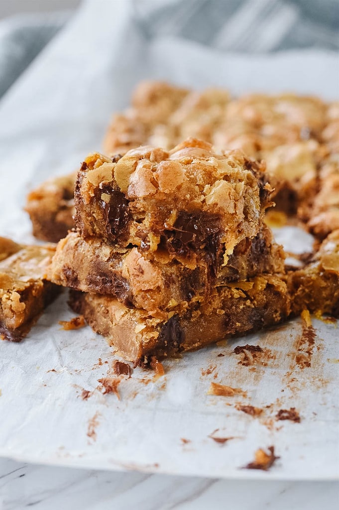 Butterscotch Brownies in a pile