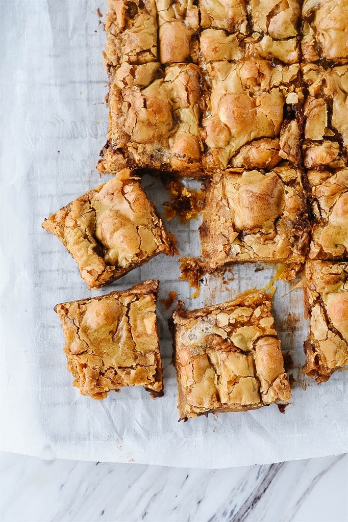 squares of butterscotch brownies