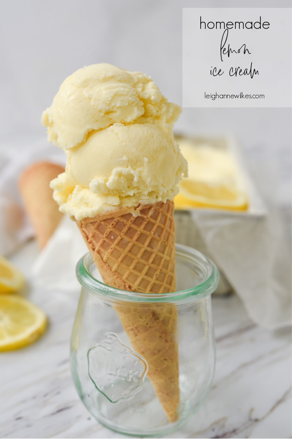 lemon ice cream on a cone