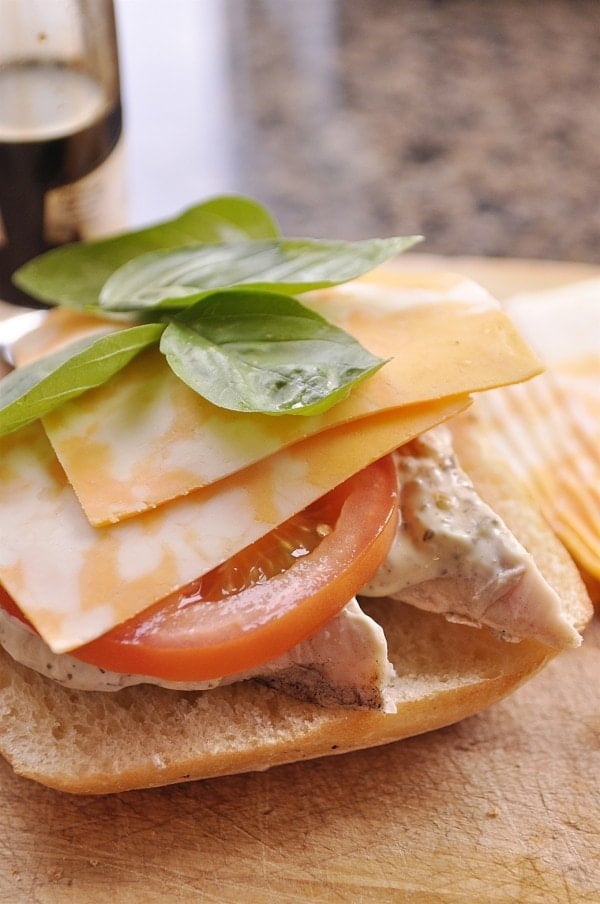 Chicken Caprese Sandwich with pesto