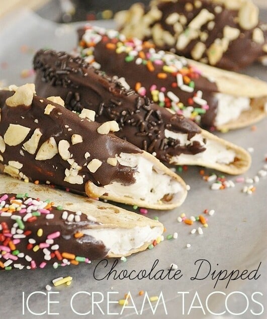 row of ice cream tacos