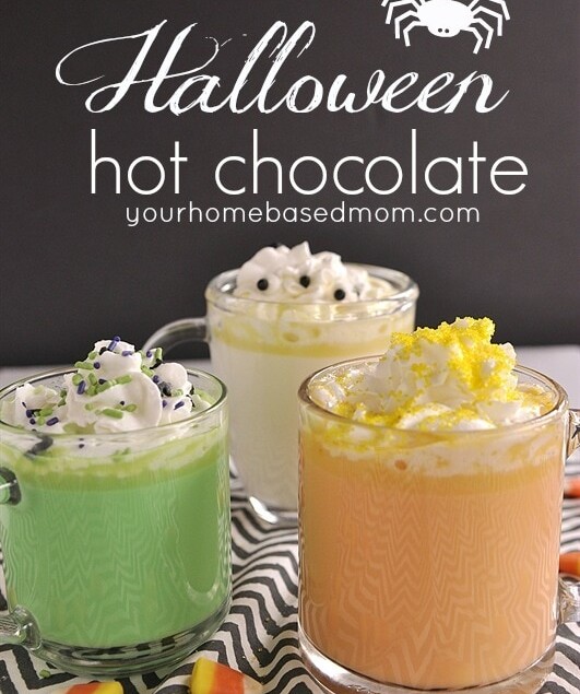 3 mugs of halloween hot chocolate