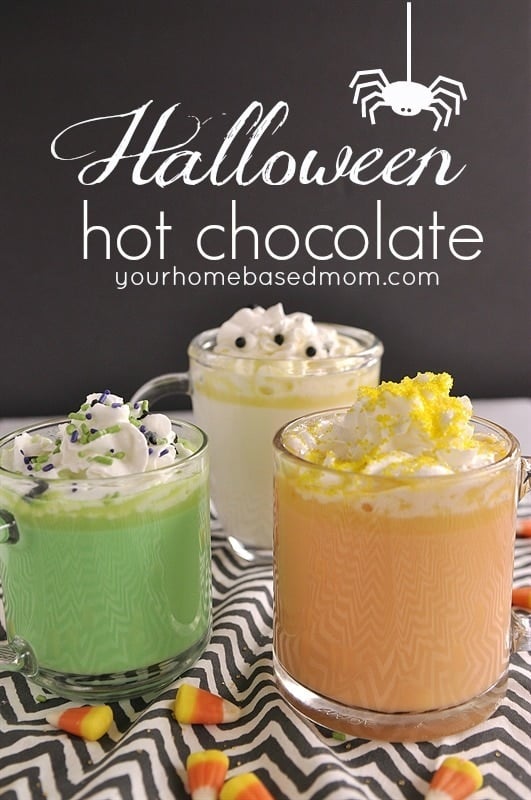 Three mugs of Halloween Hot Chocolate