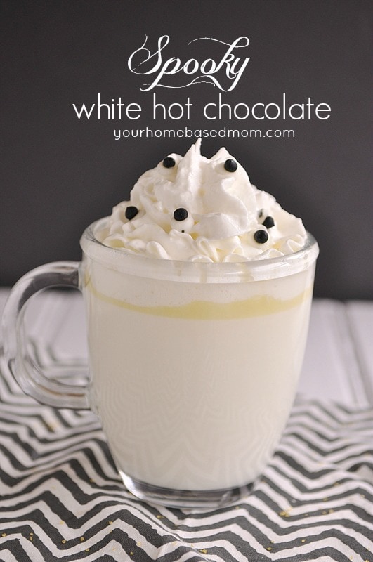 spooky white hot chocolate with edible eyes