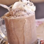 Frozen hot chocolate with whipped cream on top