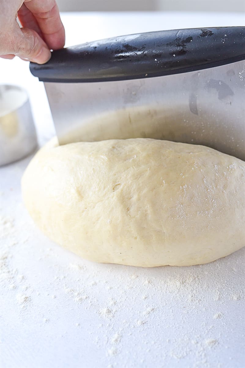 dividing dough in half