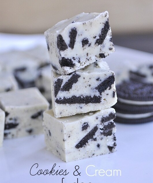 three pieces of oreo fudge