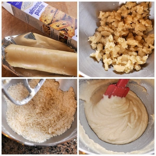 almond paste in a mixing bowl