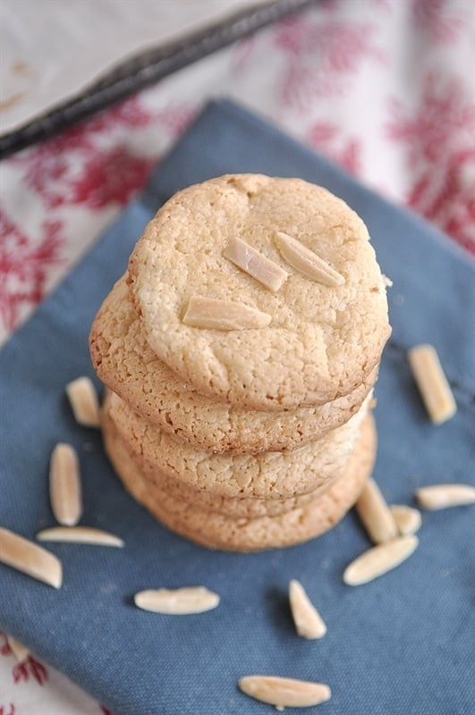 Italian Almond Cookies topped with slivered almonds