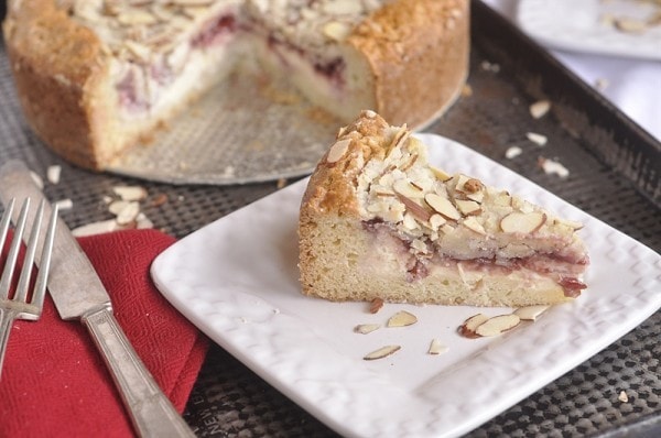 slices of raspberry cream cheese coffee cake