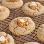 peanut butter blossom cookies on a cooking rack