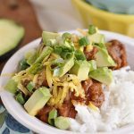 chili over rice in a bowl