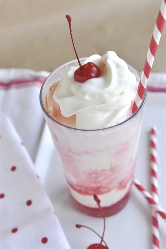 Vanilla Cherry and Chocolate Cherry Ice Cream Floats