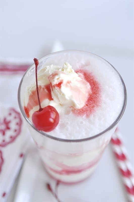 Vanilla Cherry and Chocolate Cherry Ice Cream Floats