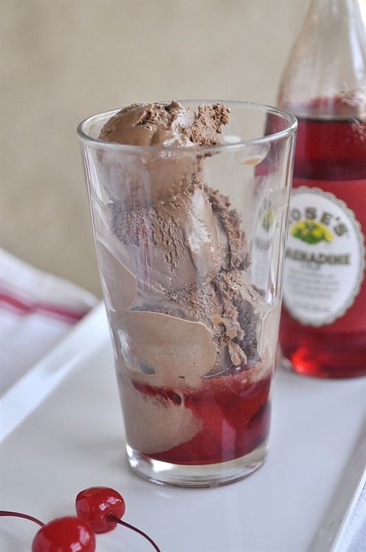 Vanilla Cherry and Chocolate Cherry Ice Cream Floats
